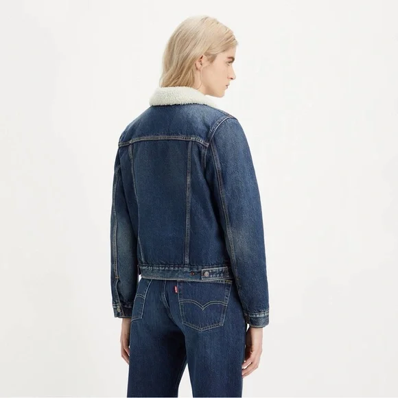 Levi’s Vintage Fit Sherpa Denim Trucker Jacket Womens Size Small - Picture 8 of 8